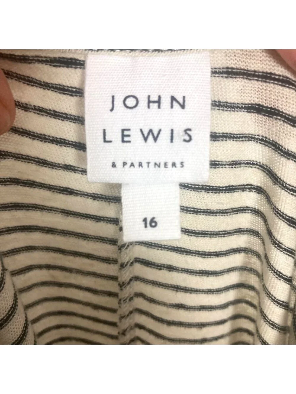 John Lewis Partners Striped Cotton Linen Top Womens 16 Nautical Lightweight